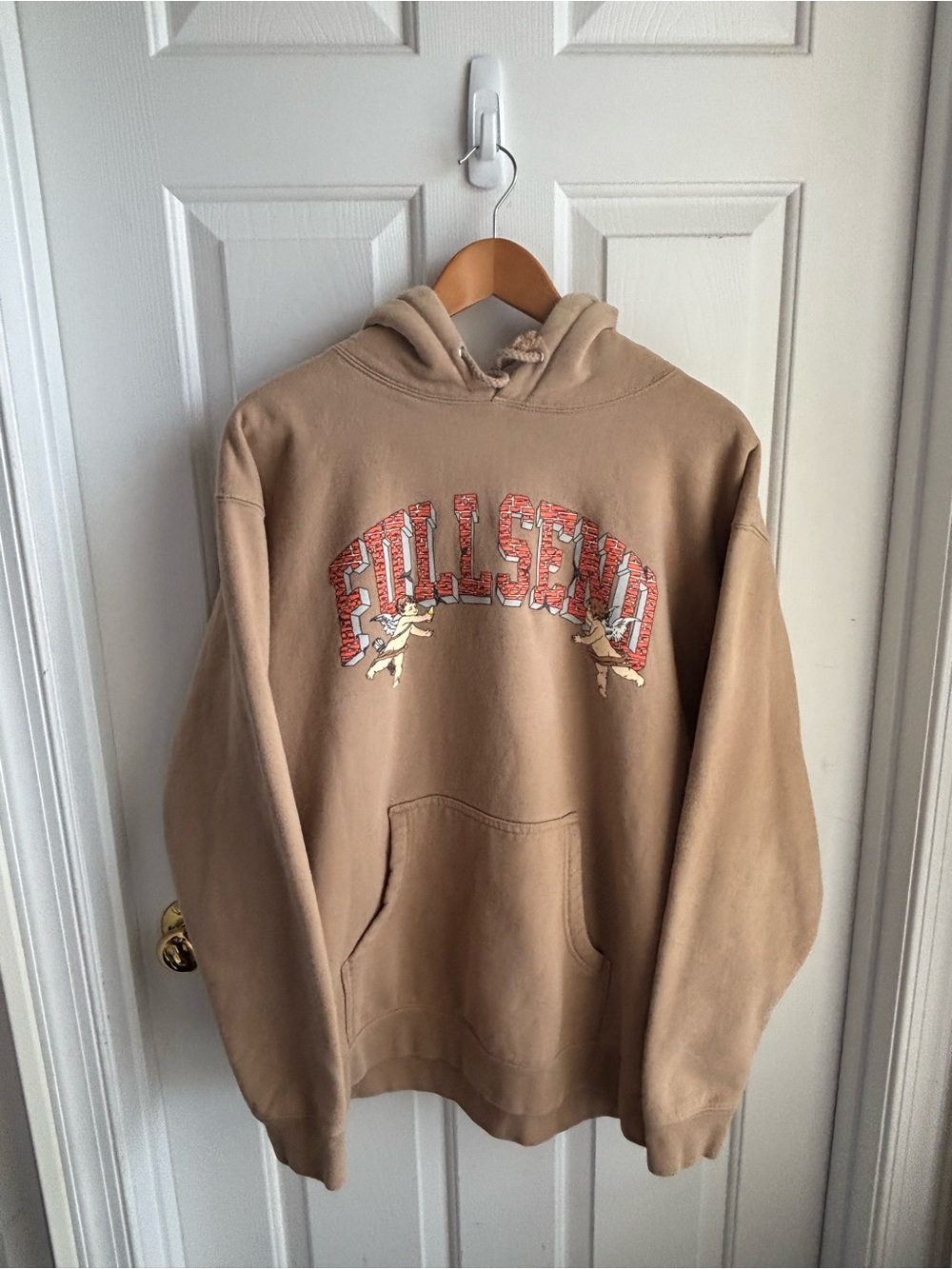 Full Send Angel Graphic Hoodie Tan Brown Size L/G